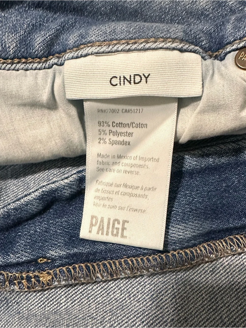 PAIGE Cindy Blue Straight Leg Frayed Jeans